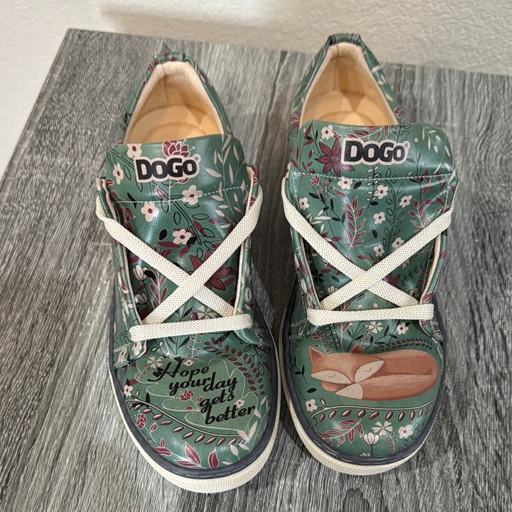 Green and White Artistic Sneakers